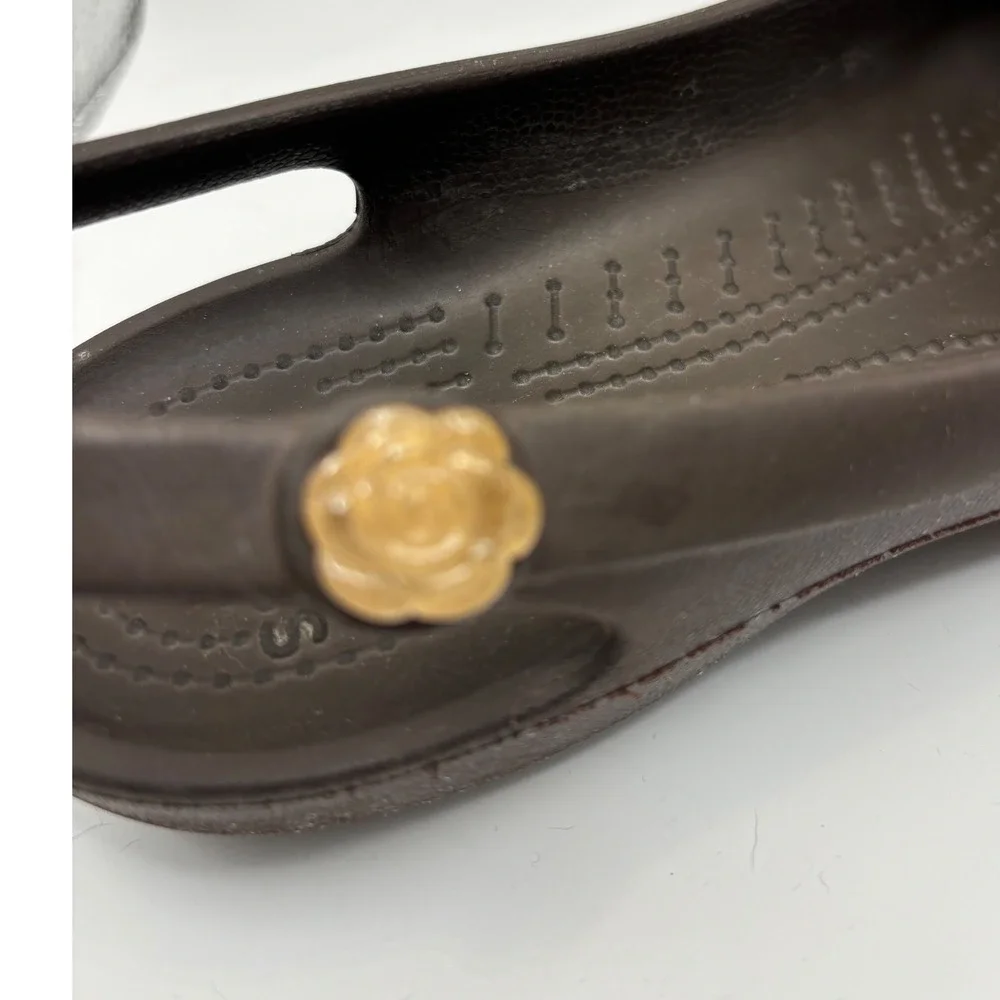 Crocs Women's Brown Ballet Issbella Flats‎ Size 7 Rose Embellishments